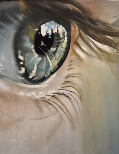 Schilderij van Saskia van Dijk, 'Sky High', uit de collectie van Galerie Aan de Amstel in Naarden.
